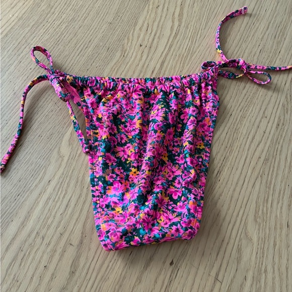 🆕 Wild Fable Women's Side-Tie Cheeky Bikini Bottom only-Pink Floral Print XS🆕 - Picture 5 of 11